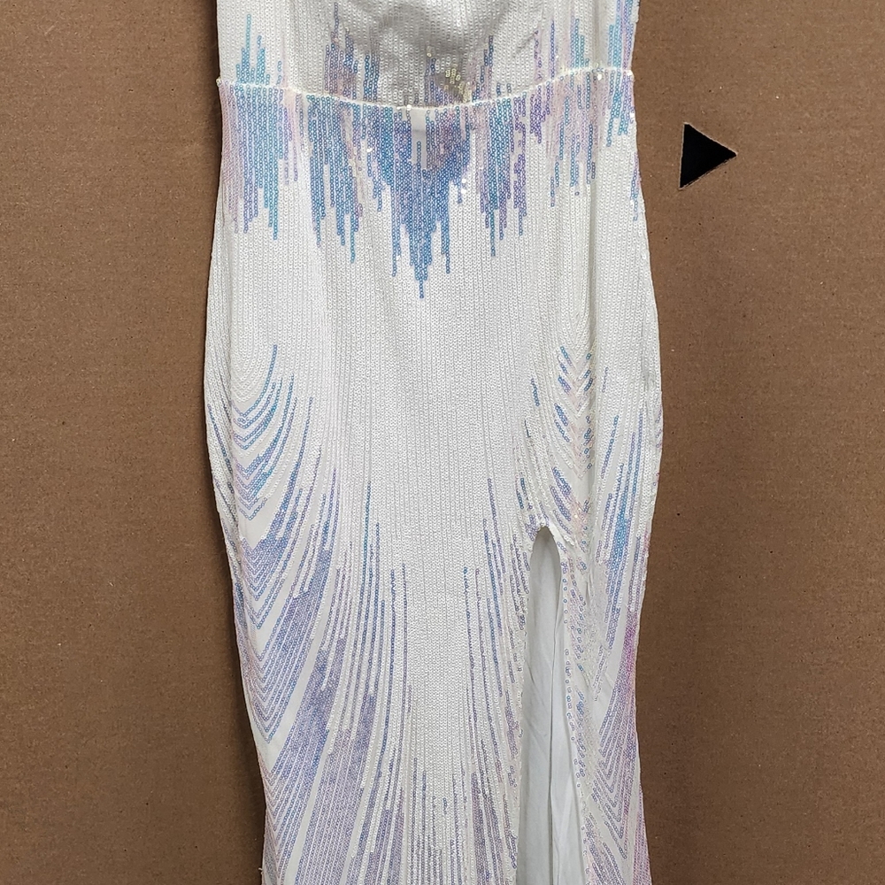 Miss Ord long  White Iridescent Sequin Mermaid style Gown
